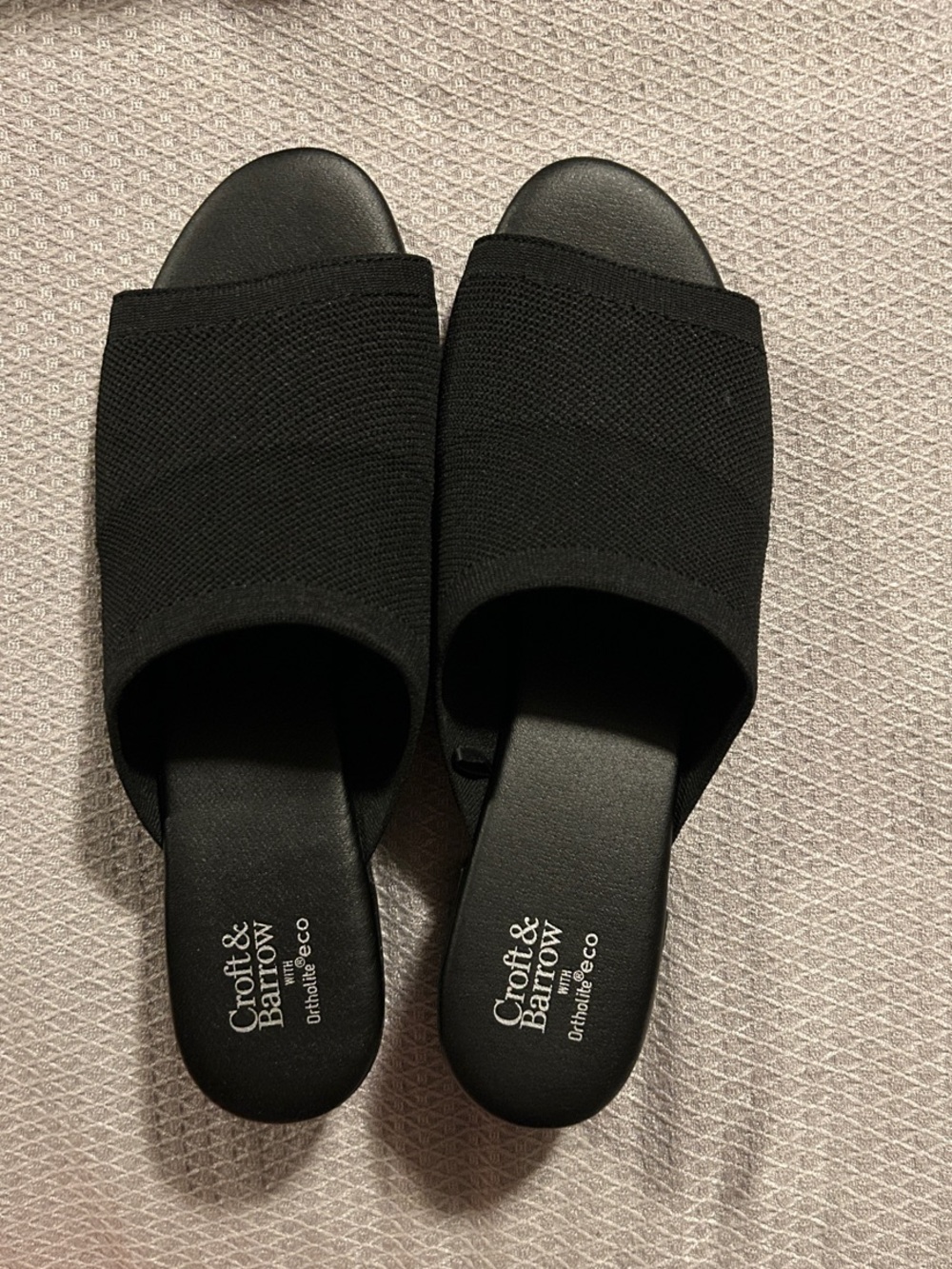 croft & barrow Black Open-Toe Slide Mules